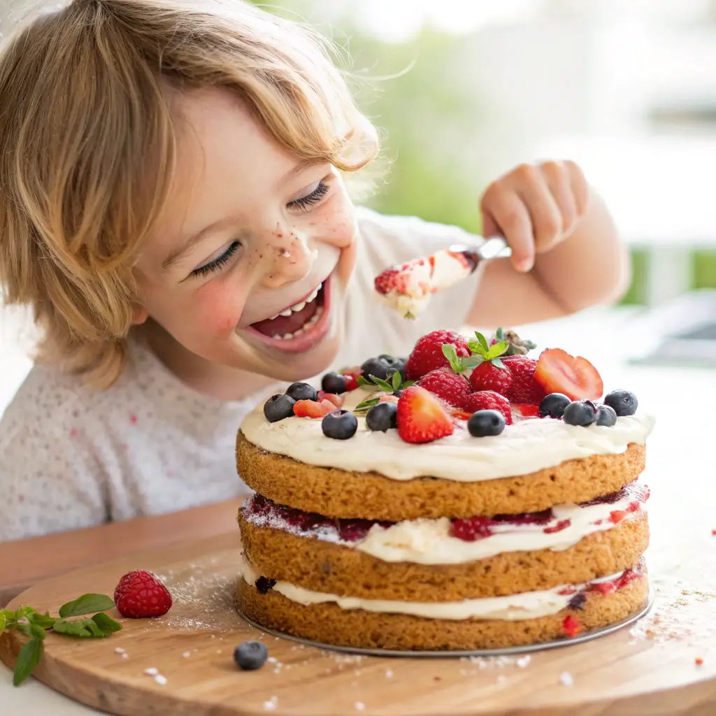 Baby smashing a naked smash cake with yogurt frosting