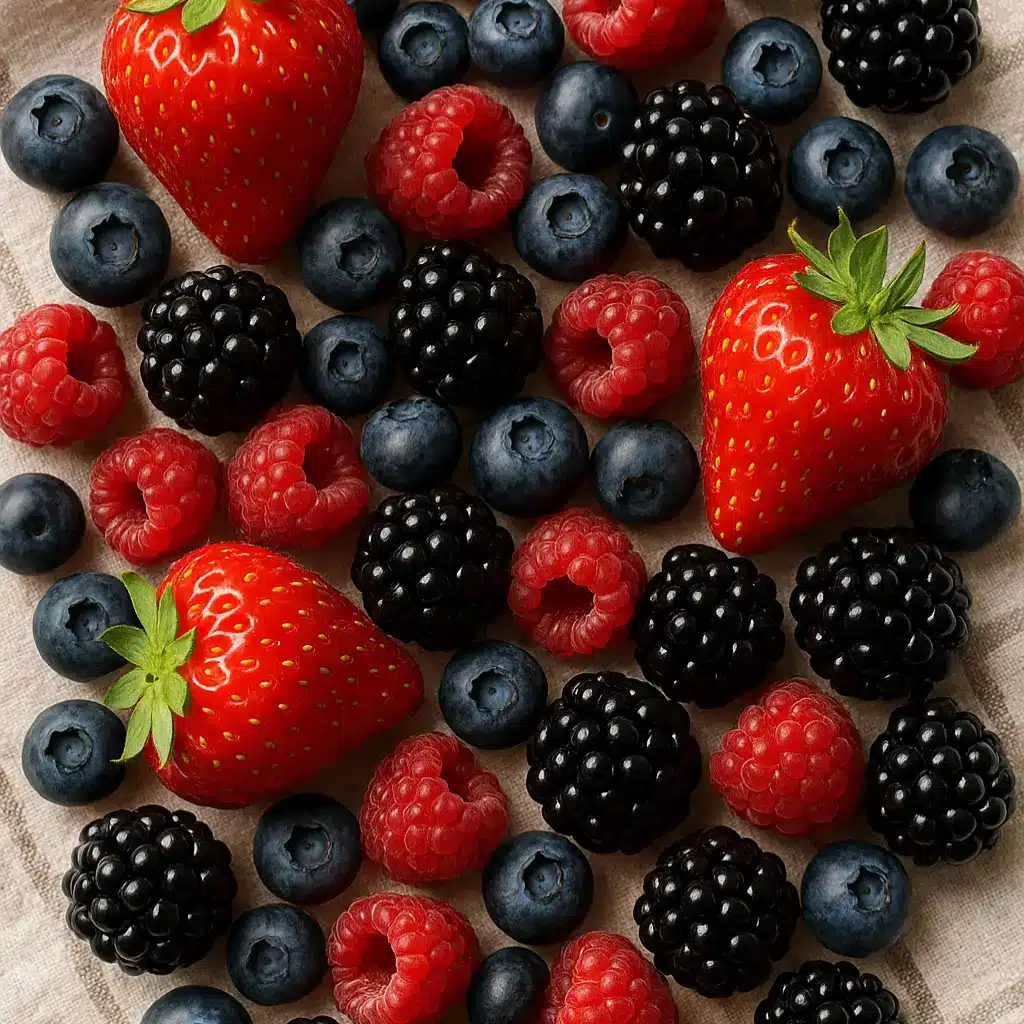 fresh summer berries for naked cake