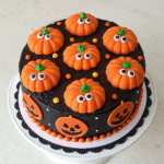 Red velvet Halloween cake slice with raspberry drizzle