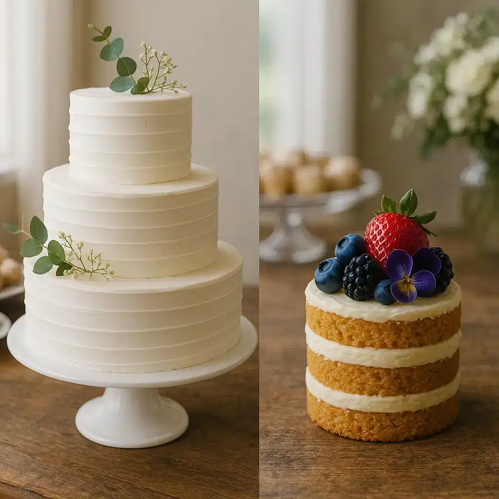 Traditional cake vs mini naked cake comparison