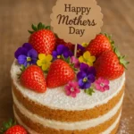 mother’s day naked cake decorated with strawberries and edible flowers